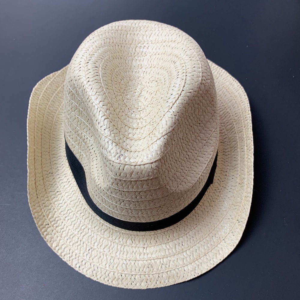 BLACK RIBBON FEDORA WOVEN STRAW HAT - Picture 3 of 6